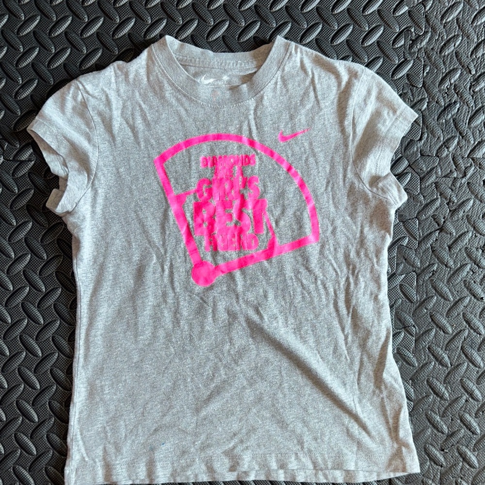 Nike Kids Gray and Pink Short Sleeve Tee